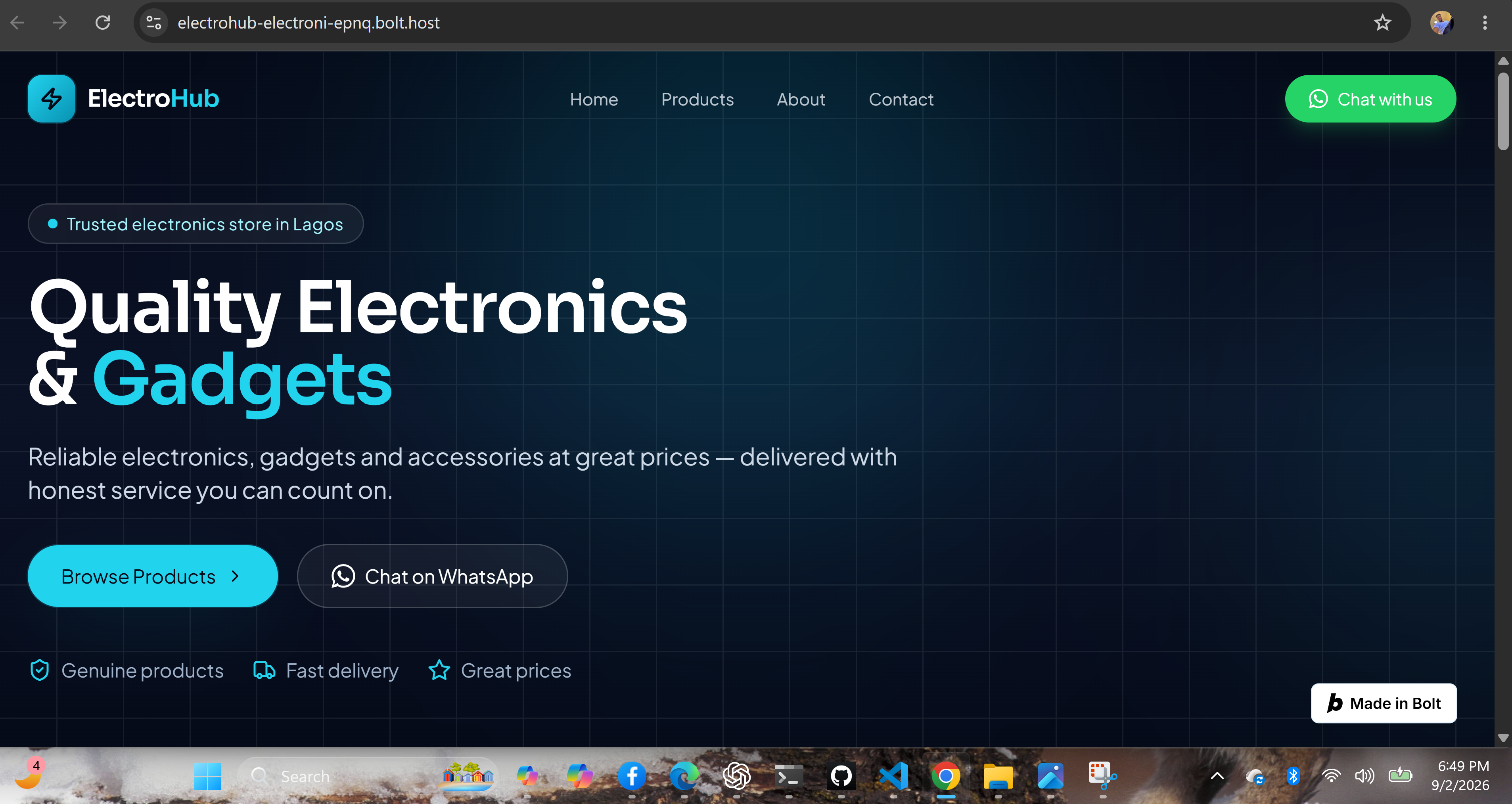 ElectroHub electronics website preview
